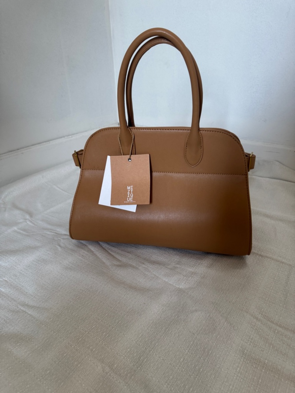Miztique Caramel Tan Leather Top-Handle Satchel